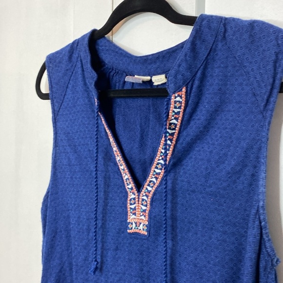 Roxy Navy Tank Top with Embroidered Trim boho - medium - Picture 3 of 8